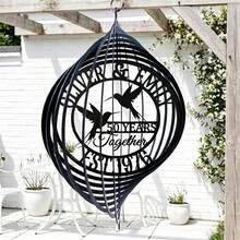 1pc Personalized Metal Wind Chime, Personalized Hummingbird Metal Wind Chime, Customized 50th Anniversary Gift, Outdoor Garden Yard Decor - Black - View 2