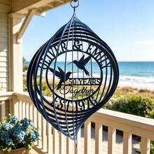 1pc Personalized Metal Wind Chime, Personalized Hummingbird Metal Wind Chime, Customized 50th Anniversary Gift, Outdoor Garden Yard Decor - Black - View 5