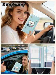Kingsung Cute Game Console Pattern Car File Holder, Women's ID Bag, Registration Wallet And Card Holder, Insurance, Driver's License, Passport And Card/Travel/Vacation Essentials, Perfect Gift For Car/Truck/Motorcycle Owners - Multicolor - View 8