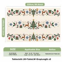 1pc Nordic Reindeer Christmas Tablecloth, Christmas Tree Gift Box Bell Holly Berry Print Pattern, Polyester Material Single-Sided Print, Suitable For Tabletop, Washable And Reusable, Suitable For Indoor, Outdoor, Yard, Wedding, Banquet, Party, Outdoor Dining, Winter Holiday Dinner Table Setting, Christmas Home Decor - Multicolor - View 12