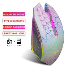 HXSJ Dual-Mode Wireless Mouse With Colorful Backlight, Rechargeable 2.4G Optical Mouse, Silent Left/Right Buttons, Plug-And-Play Computer Peripheral Accessory For Home And Office Use - View 7