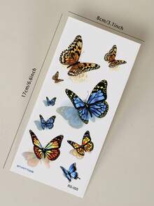 1pc Colorful Exquisite 3D Butterfly Pattern Temporary Tattoo Sticker, DIY Music Festival Party Holiday Gift, Waterproof Body Skin Tattoo For Arm, Shoulder, Neck, Collarbone - Multicolor - View 9
