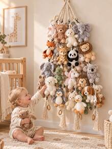 Hanging Storage Organizer Rack, Baby Room Wall-Mounted Rope Display Shelf, Baby Room Decorative Plush Doll Collection Rack, Multi-Layer Hanging Shelf - Doll Lanyard - View 5