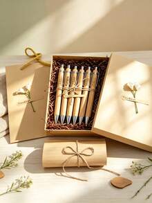 1 Set Floral Greeting Card & Personalized Pen Set, Ideal Christmas Gift For Colleagues And Friends To Express Gratitude - Sets - View 4