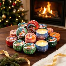 HIZTGHC 50Pcs/Set 2.5oz Christmas Empty Candle Tins With Lids, 6 Random Xmas Patterns, DIY Candle Making Kit Including Candle Wicks, Wick Stickers & Wick Holders, Holiday Metal Candle Jars For Handmade Candles, Gift & Storage - Multiple Styles - View 7