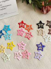 Glossy Hollow Five-Point Star Shape, Simple And Cute, Candy Multicolor Options. Classic BB Clip Closure, Secure And Easy To Fix Bangs And Side Hair, Not Easy To Slip. Suitable For Daily Wear And Outings. - Color: Random - View 4