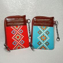 Mini Retro Geometric Pattern Short Wallet, Clutch Bohemian Style Coin Purse, Women's Credit Card Case - Multicolor - View 4