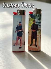 1/2/5/10pcs Customized Personalized Photo Lighter Packaging Stickers (Lighter Not Included), Upload Your Photo And Personalized Pattern To Create Exclusive Design, Decorate And Beautify Pocket Lighter Appearance, Can Print Brand Logo And Merchant Slogan - Multicolor - View 5
