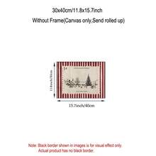 1pc Vintage Christmas Postage Stamp Wall Art, Retro Holiday Canvas Print, Rustic Red White Striped Tree Village Scene Poster, Neutral Farmhouse Xmas Decor For Living Room Entryway, Unframed Or Framed - Pattern - View 8