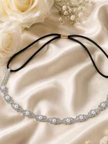 1pc Women's Pearl & Rhinestone Headband, Bridal Wedding Hair Accessory With Crystal And Faux Pearl Details, Elegant Elastic Hairband, Suitable For Bride Party And Ball - Multicolor - View 4