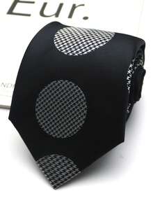 1pc Black Round Hand-Tied Tie For Men And Women, Suitable For Casual, Street, Daily, Party, Gift - Multicolor - View 2
