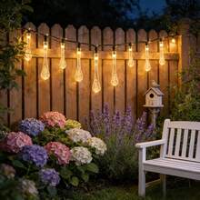 Christmas & Halloween Warm Solar Water Drop String Lights, 5M20LED, 7M50LED, 12M100LED, Transparent 3D Dewdrop Beads, Crystal Clear Shell, Soft Warm Diffused Light, Solar Powered With Daylight Energy Storage And Built-In Light Sensor - Solar Water Drop String Lights - View 11