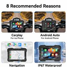 VENBES 5 Inch Waterproof Motorcycle PND Touchscreen, Quick Detachable Wireless CarPlay And Android Auto Motorcycle Display, Bluetooth Media Player - 5inch Motorcycle PND Main Unit - View 5