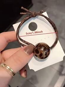 3/2/1pc New Leopard Print Ball Hair Tie, Elegant Fashion Vintage Ponytail Hair Rope, High Elasticity Bun Hair Rope For Women, Ice Crack Leopard Print Hair Rope Double Strand Bun Hair Rope Hair Accessory Bracelet Dual Use High Elasticity - Multicolor - View 4