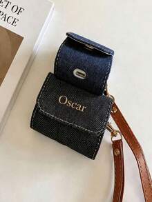1 túi đựng tai nghe vải denim họa tiết mới cá nhân hóa, tương thích với Apple, phong cách sang trọng, kèm dây đeo chống mất, bao bảo vệ tai nghe không dây, vỏ bọc bảo vệ tai nghe thời trang - Nhiều màu - Xem 3