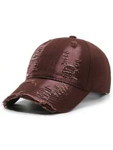 1pc Unisex Distressed Washed Baseball Cap, Frayed Ripped Vintage Dad Hat, Sun Protection Hat, Adjustable Casual Hat, Ideal Gift For Holiday And Daily Wear - C - View 23