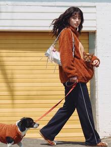 Must-Have Pet Owners,Women's Casual Teddy Fleece Zip Up Pockets Oversized Coats For Daily,Winter Fall Clothes,Winter Fall Outfit,Going Out - Multicolor - View 7