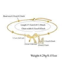 1pc Classic Simple Bow-Knot Initial Pendant Golden Stainless Steel Bead Chain Bracelet For Women - Bracelet - View 2