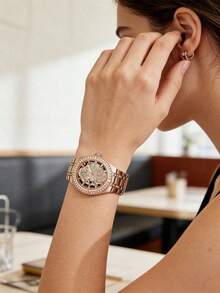 Guess Women's Quartz Watch, Stainless Steel Band, Exquisite Craftsmanship, Fashionable And Romantic, Cool And Stylish, Suitable For Daily Wear, Perfect Gift For Girlfriend Or Family, Also Suitable For Holiday Gifting. - Rose Gold - View 2