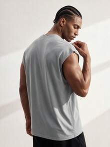 Driftmere Men's Sleeveless Workout Tee,Light Grey Letter Pattern Summer Gym Athleisure Active Sports Tank Top Lightweight Working Out Shirts - Light Grey - View 3