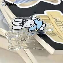 6pcs Miffy Rabbit Acrylic Clips, Ins Style Cartoon Cute Rabbit Print Stationery Clips, Thick Acrylic Material Resistant To Bending, Firm Grip, Can Be Used To Organize And Store Test Papers, Course Materials, Homework Sheets, Also As Scrapbook Material Clips, Photo Clips, Snack Gift Bag Sealing Clips, Fresh And Cute Appearance, Suitable For Daily Desk Organization, Practical Learning Stationery, Also Suitable As Learning Reward Small Gifts - Multicolor - View 2