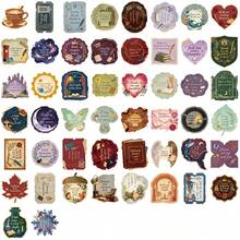 50pcs Retro Tear Paper Book Stickers PET Graffiti Stickers DIY Decorative Phone Cases, Computers, Notebook,Tablets, Festival Stickers,Gift Stickers - 1 Set/50 PCS - View 6