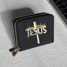 Jesus God Cross Print Card Holder Lightweight Fashionable Wallet Suitable For Daily Use For Women Double Zipper Mini Wallet Purse Wallet Card Wallet - Multicolor - View 24