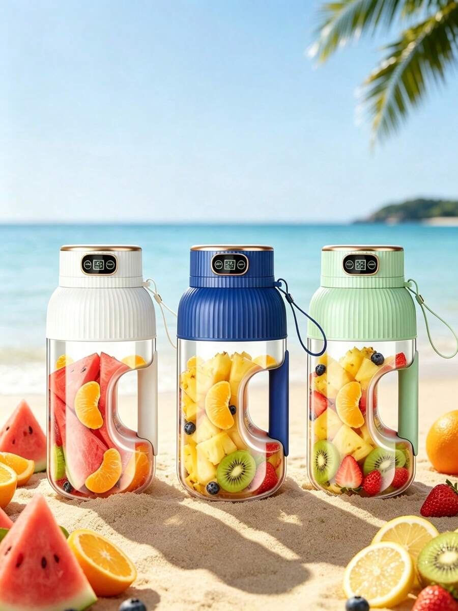 水果榨汁機 便攜式多功能飲品杯 升級版10刀片大容量便攜榨汁機 多功能蔬果果昔攪拌機 可充電式 適合運動、旅行與戶外使用