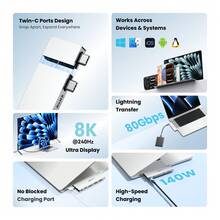 VENTION 6-In-1 Type-C Docking Station, Plug & Play Design | 8K@240Hz Display, 10Gbps High-Speed Data Transfer, 100W PD Fast Charging, Thunderbolt Compatible USB-C Hub - View 3