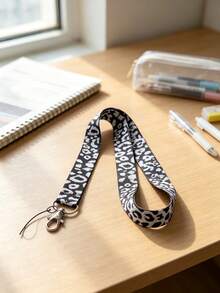 1pc Contrast Leopard Print Lanyard With Metal Buckle, Long Neck Strap For Student Campus Card, ID Badge, Phone, Keys, Gift Or Daily Use - Multicolor - View 10