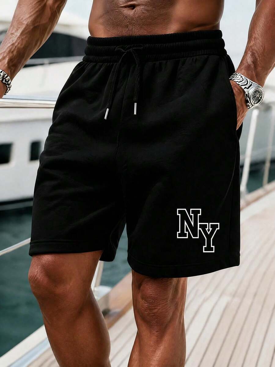 Shorts de verano para hombre, estampados simples, cintura elástica, para uso diario, trabajo, deporte, gimnasio y baloncesto