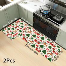 Reindeer Christmas Print Long Runner Rug, Indoor Home Decor, Kitchen Long Mat, Entryway Doormat, Hallway Entrance Decor, Bedroom Bedside Rug, Living Room Rug, Laundry Room Mat, Bathroom Bath Mat, Suitable For Apartment, Dorm And Home Daily Decor - Multicolor - View 11