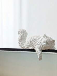 3D Printed Original Sleeping Cat Monitor Ornament, Original Cat Lying On Top Of Screen With Head And Front Paws Naturally Hanging Down, Realistic Fur Texture, Cozy And Healing Workspace Decor, Suitable For Most Monitor Tops - Sleeping Cat Monitor Ornament - View 6