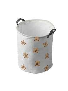 Bear Pattern Printed Foldable Laundry Basket With Laundry Clips, Breathable Fabric Dirty Clothes Storage Bin, Bedding Clips, Suitable For Bathroom And Bedroom - Multicolor - View 13