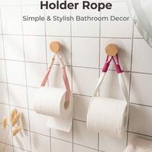 Dopamine Color-Block Tissue Holder, Hotel & Homestay Commercial Toilet Paper Rack, Bathroom Storage Hanging Rack For Towels And Toilet Paper, Hand-Woven Bohemian Style Colorful No-Drill Shelf, Home Storage - Multicolor - View 3