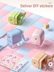 Macaron Color Pencil Sharpener, Hand-Crank Pencil Sharpener For Elementary Students, Comes With Matching Color Stickers, Dedicated Pencil Sharpener - A - View 10