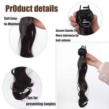 Women's Ponytail Hair Extension With Integrated Claw Clip, Korean Style Low Ponytail, Natural Voluminous Layered Curly Hair Piece - Black - View 6