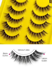 Sibeuna 6 Pairs Cat Eye False Eyelashes, Soft Transparent Stem, Extended Tail, Natural Style, Suitable For Autumn/Daily Wear, Beginner Friendly - Black - View 3