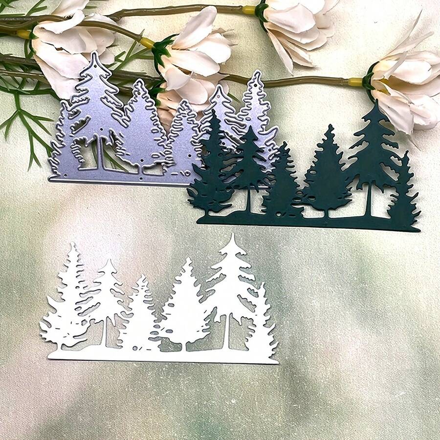 1pc Christmas Tree House Design Metal Cutting Die, Perfect For Scrapbooking, Photo Albums, Paper Cards And Decorative Crafts.