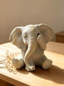 Elephant Figurine Cute Animal Statue Decor Ornament Unique Home Decor Accessory Suitable For Living Room Bedroom Office Desk Bookshelf Tabletop Centerpiece Creative Modern Art Craft Gift For Girls Friends Birthday Housewarming - A - View 5