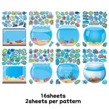 8/16pcs Stiker Akuarium DIY untuk Anak-Anak, Mainan Puzzle Interaktif Orang Tua-Anak, Tempel Ikan Kecil di Akuarium, Mengembangkan Otak Anak, Hadiah Pesta Liburan, Stiker Kemasan Hadiah, Mainan TK, Dapat Digunakan untuk Dekorasi Rumah, Tempel di Meja, Buku Catatan, Balon, Koper, Kulkas, dll. - Warna campuran - View 9