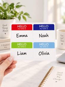 5/30 Sheets Name Tag Sticker Packs, 4 Labels Per Sheet, Colorful Hello ...