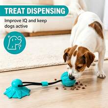 Mainan Tarik Anjing dengan Perekat Hisap, Bola Kunyah Peng dispensing Camilan dari TPR Tahan Lama dengan Tali, Mainan Interaktif untuk Anjing Kecil dan Sedang, Penghilang Kebosanan dan Mainan Peng dispensing Camilan - MultiWarna - View 9