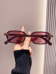 1 Pair Women's Fashion Rectangular Sunglasses, Modern Style, Suitable For Vacation, Party, Daily Life, Fits All Face Shapes. - Multicolor - View 3