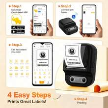 Mini impresora térmica de etiquetas, compatible con anchos de 12-57 mm, papel autoadhesivo, impresora portátil sin tinta, Bluetooth, creador de etiquetas y pegatinas - Multicolor - Ver 4