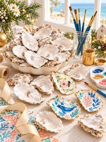 1/3/5pcs Concave Small Oyster Shells, Blank Oyster Shells For Handmade Crafts, DIY Painting Decoration Shells, Suitable For Christmas Ornaments, Beach Home Decor, Wedding Table Decor, Suitable For Adult Craft Enthusiasts, Halloween Thanksgiving Christmas Gifts - Multicolor - View 8
