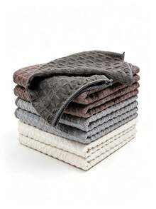 1/2/4pcs Plaid Kitchen Towels, Square Dish Cloths, Solid Color, Highly Absorbent And Durable, Suitable For Tableware And Countertops, Ideal For Drying Dishes And Hands - Multicolor - View 6