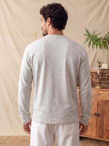 glestore 男士復古條紋休閒長褲，時尚百搭，適合商務與通勤穿著 - 淺灰色 - 查看 2