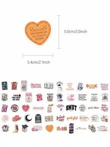 50pcs Reading Stickers For Decorating Planner, Diary, Scrapbook, Notebook, Luggage, Guitar, Skateboard, Manual, Tablet, Water Bottle, Phone - Multicolor - View 6