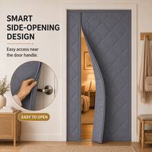 Winter Magnetic Thermal Curtains, Thickened Insulation, Strong Magnets, Side Opening Auto-Closing Windproof Sealing, No Drilling Easy Installation, Grey Double-Sided Installable, Multiple Sizes, Screen Door - A - View 4